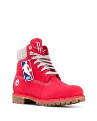 rote Wildlederarbeitsstiefel von Timberland