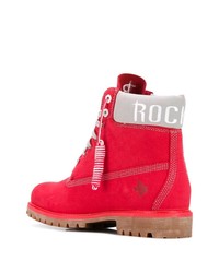 rote Wildlederarbeitsstiefel von Timberland