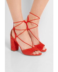 rote Wildledersandalen von Aquazzura