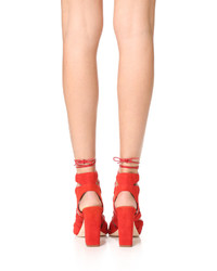 rote Wildledersandalen von Loeffler Randall