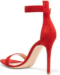 rote Wildledersandalen von Gianvito Rossi