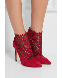 rote Wildlederstiefel von Jimmy Choo