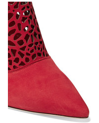 rote Wildlederstiefel von Jimmy Choo