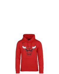 roter bedruckter Fleece-Pullover mit einem Kapuze von Nike