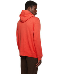 roter bedruckter Fleece-Pullover mit einem Kapuze von Polo Ralph Lauren