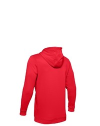 roter bedruckter Fleece-Pullover mit einem Kapuze von Under Armour