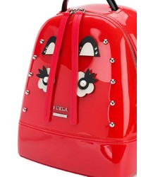 roter bedruckter Leder Rucksack von Furla