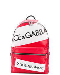roter bedruckter Leder Rucksack von Dolce & Gabbana