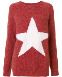 roter bedruckter Mohair Pullover