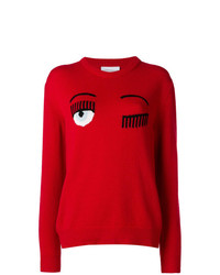 roter bedruckter Oversize Pullover von Chiara Ferragni