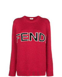roter bedruckter Oversize Pullover von Fendi