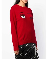 roter bedruckter Oversize Pullover von Chiara Ferragni