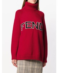 roter bedruckter Oversize Pullover von Fendi