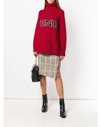 roter bedruckter Oversize Pullover von Fendi