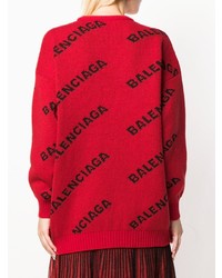 roter bedruckter Oversize Pullover von Balenciaga