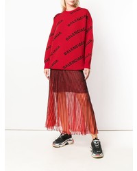 roter bedruckter Oversize Pullover von Balenciaga