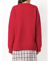 roter bedruckter Oversize Pullover von Fendi