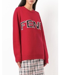 roter bedruckter Oversize Pullover von Fendi