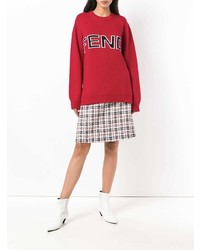 roter bedruckter Oversize Pullover von Fendi