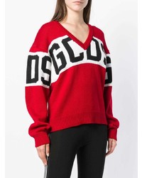 roter bedruckter Oversize Pullover von Gcds