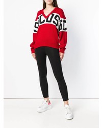 roter bedruckter Oversize Pullover von Gcds