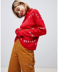 roter bedruckter Oversize Pullover von Noisy May
