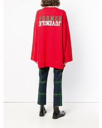 roter bedruckter Oversize Pullover von Undercover