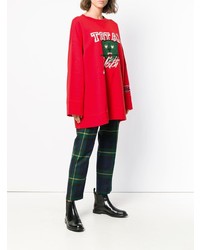 roter bedruckter Oversize Pullover von Undercover