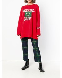 roter bedruckter Oversize Pullover von Undercover