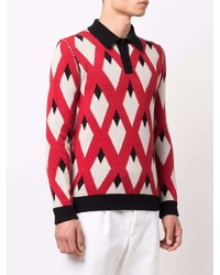 roter bedruckter Polo Pullover von Roberto Collina