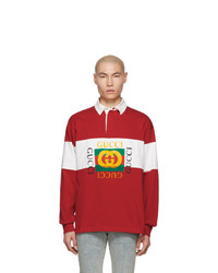 roter bedruckter Polo Pullover von Gucci