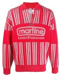 roter bedruckter Polo Pullover von Martine Rose