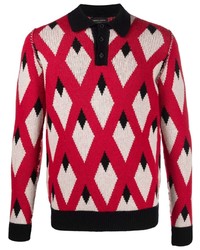 roter bedruckter Polo Pullover von Roberto Collina