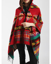 roter bedruckter Poncho