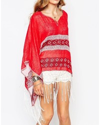 roter bedruckter Poncho