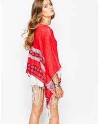 roter bedruckter Poncho