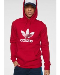 roter bedruckter Pullover mit einem Kapuze von adidas Originals