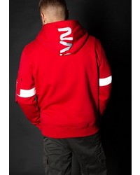 roter bedruckter Pullover mit einem Kapuze von Alpha Industries