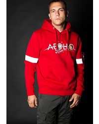 roter bedruckter Pullover mit einem Kapuze von Alpha Industries