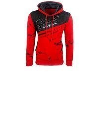 roter bedruckter Pullover mit einem Kapuze von Baxboy