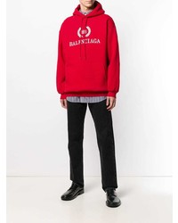 roter bedruckter Pullover mit einem Kapuze von Balenciaga