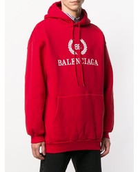 roter bedruckter Pullover mit einem Kapuze von Balenciaga