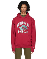 roter bedruckter Pullover mit einem Kapuze von Billionaire Boys Club