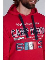 roter bedruckter Pullover mit einem Kapuze von Camp David