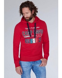 roter bedruckter Pullover mit einem Kapuze von Camp David