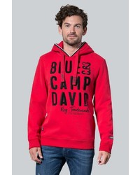 roter bedruckter Pullover mit einem Kapuze von Camp David