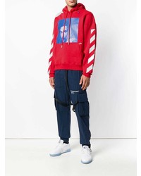 roter bedruckter Pullover mit einem Kapuze von Off-White