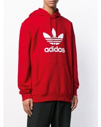 roter bedruckter Pullover mit einem Kapuze von adidas