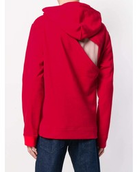 roter bedruckter Pullover mit einem Kapuze von Raf Simons