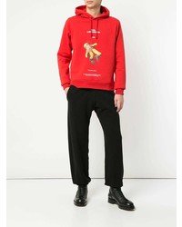 roter bedruckter Pullover mit einem Kapuze von Undercover